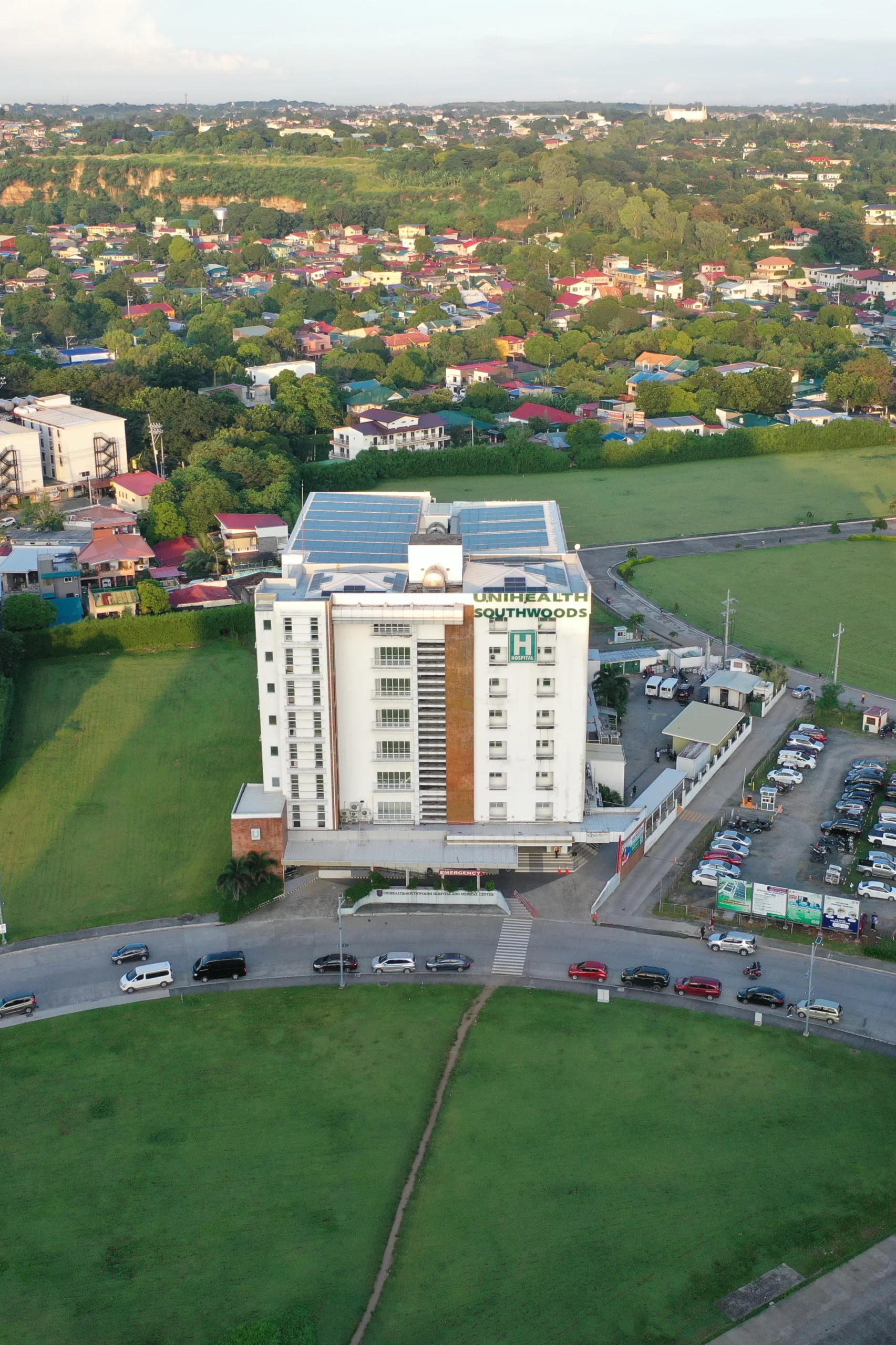 hospital drone shot